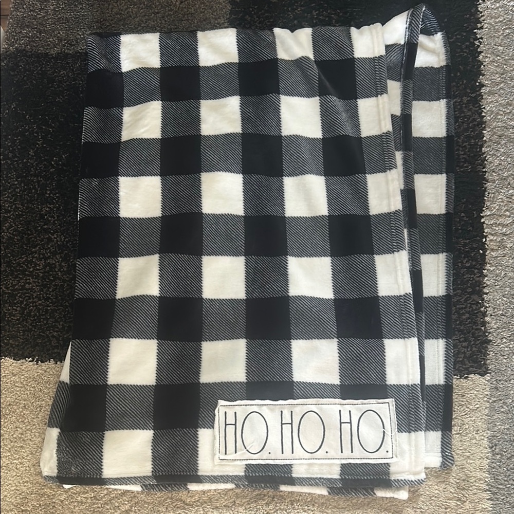 Rae Dunn Black and White checked throw
